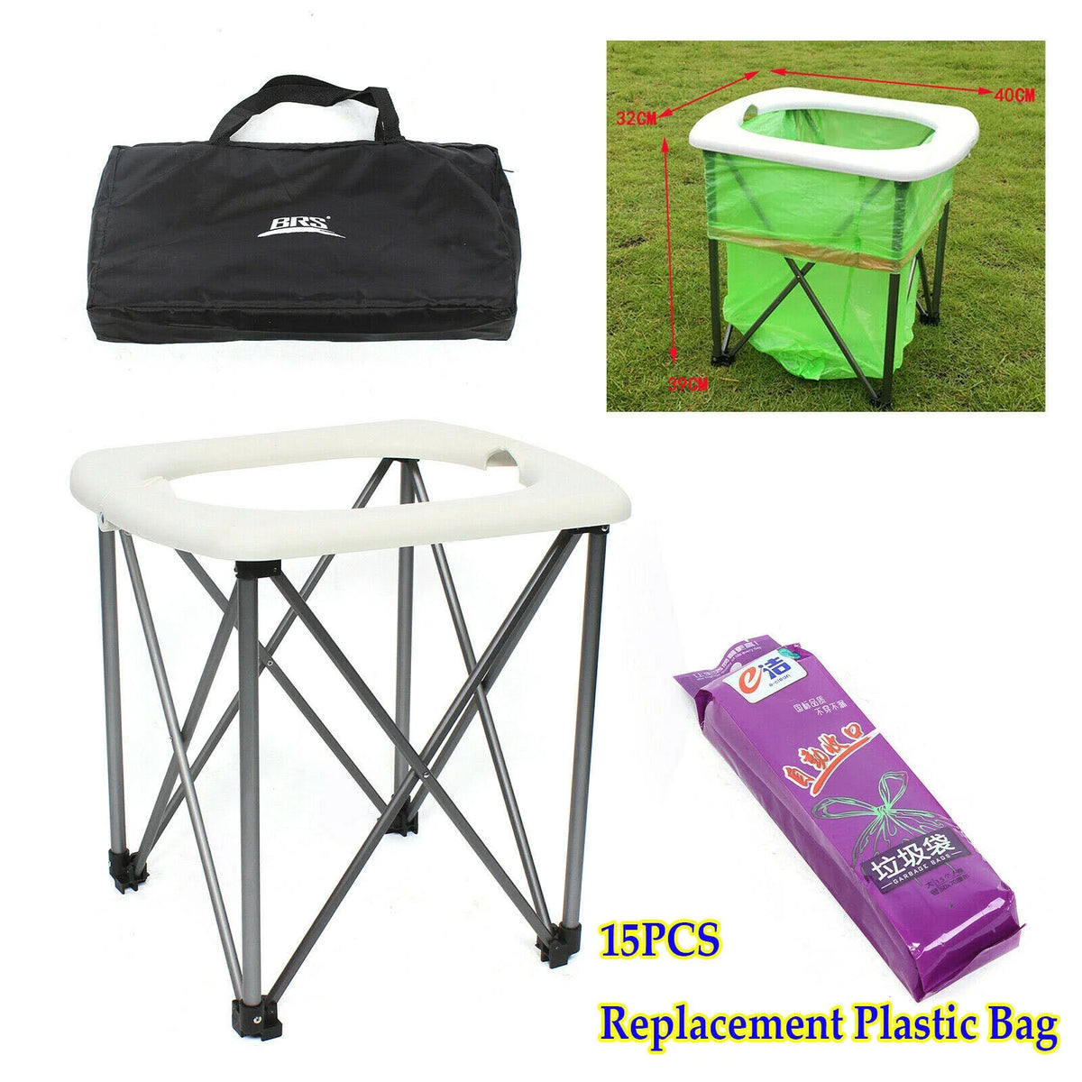 Portable Camp Toilet Commode Seat with Bags S75237
