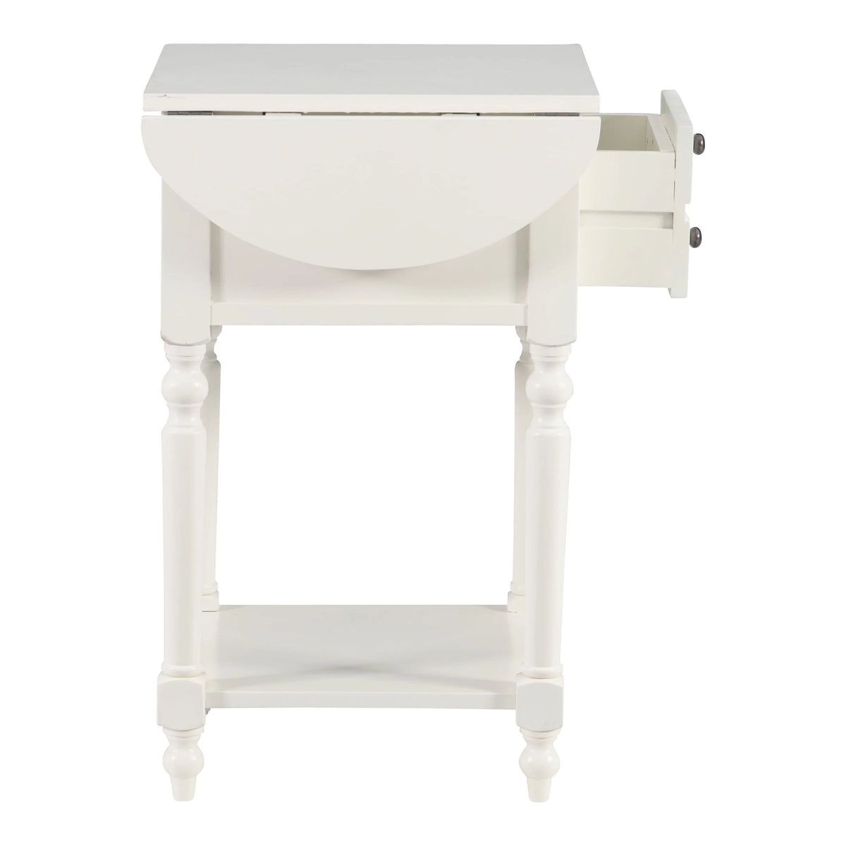 White Single Drawer End Table with Shelf and Dropleaf G3907
