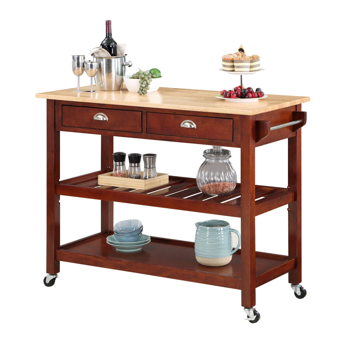 3 Tier Butcher Block Kitchen Cart with Drawers D5704