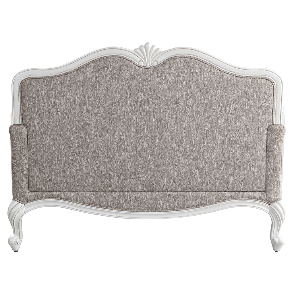 Beige and White Loveseat with 3 Pillows Z643238
