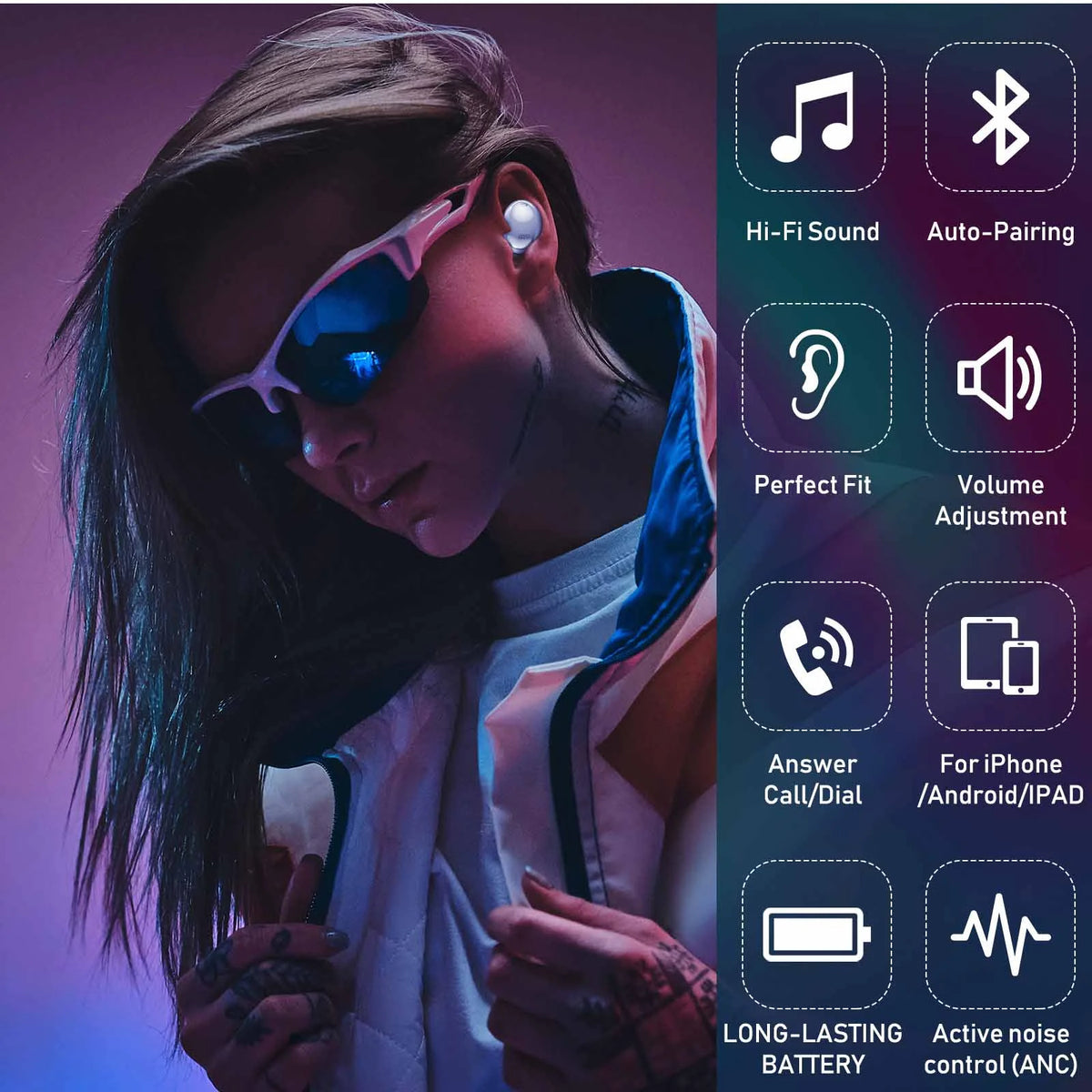 Amethyst Purple True Wireless Bluetooth Earbuds with Charging Case B3510