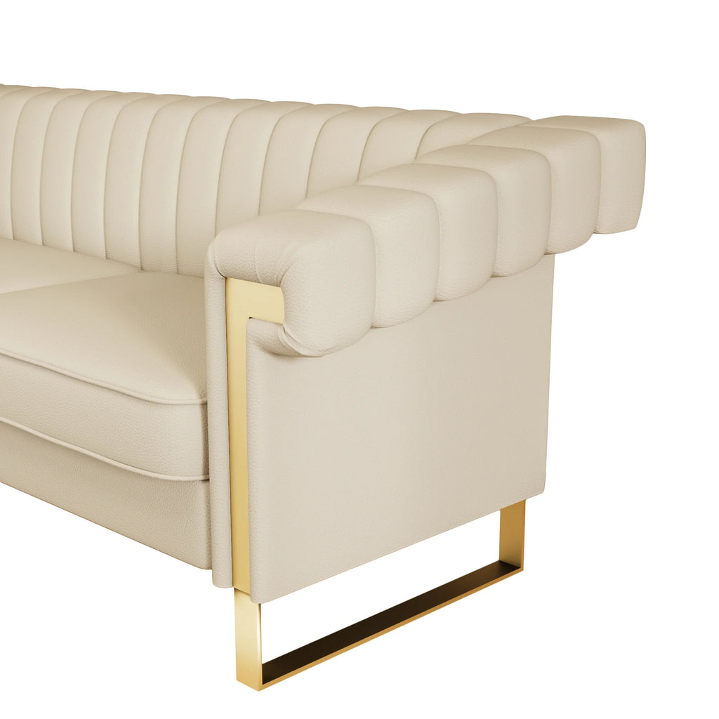 3 Seater Faux Leather Sofa with Removable Cushions I7731