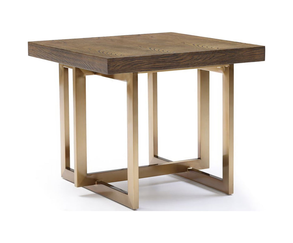 Modern Elm & Antique Brass End Table T292