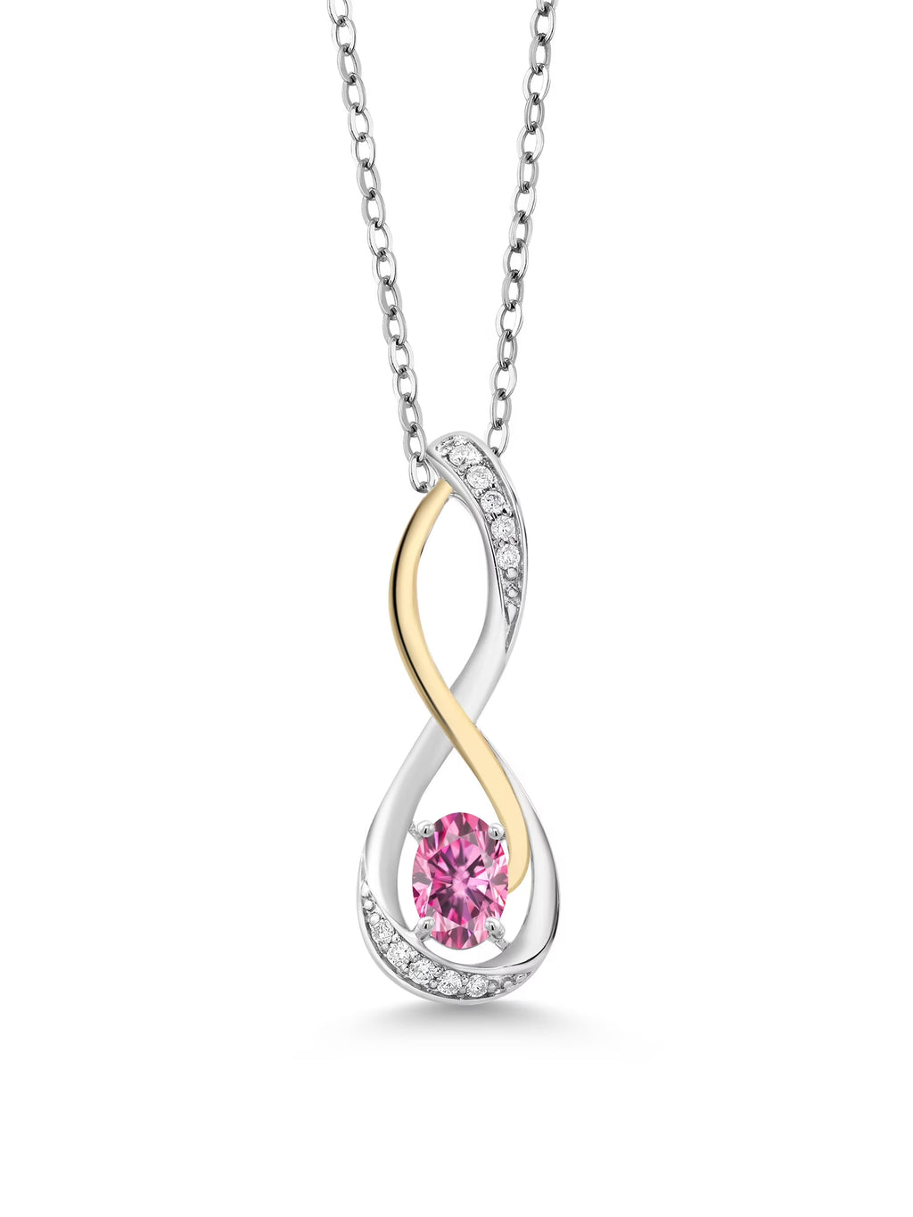 Pink Moissanite Lab Grown Diamond Infinity Pendant Necklace with Chain R657267