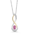 Pink Moissanite Lab Grown Diamond Infinity Pendant Necklace with Chain R657267