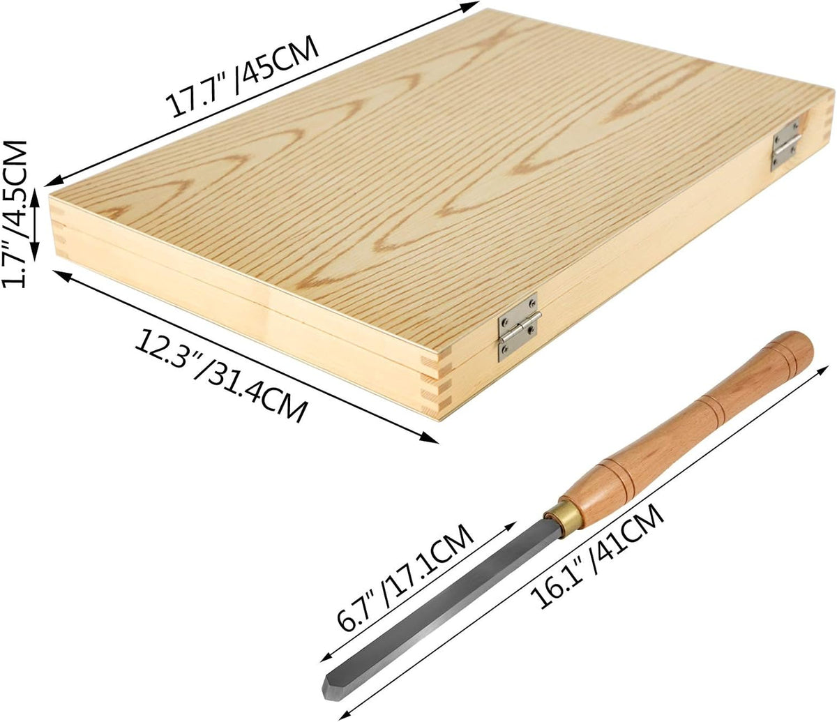 8 Pcs HSS Steel Wood Lathe Chisel Set with Wooden Storage Case U937986