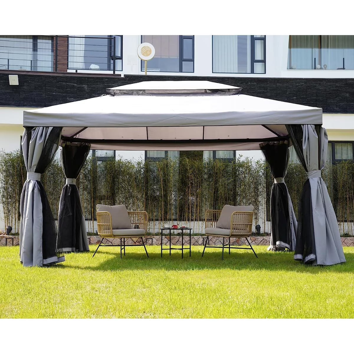 10X13 ft Outdoor Gazebo with Mosquito Netting and Curtains E9488