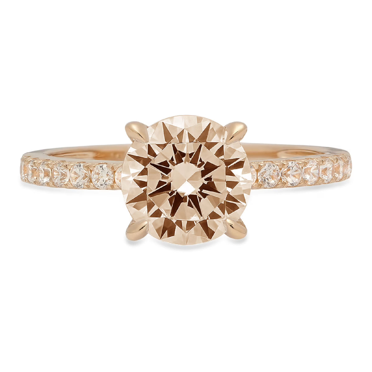 Champagne Simulated Diamond 18k Yellow Gold Ring O9467