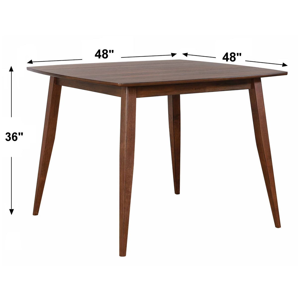 Mid Century 48 in. Square Walnut Wood Dining Table Y1534