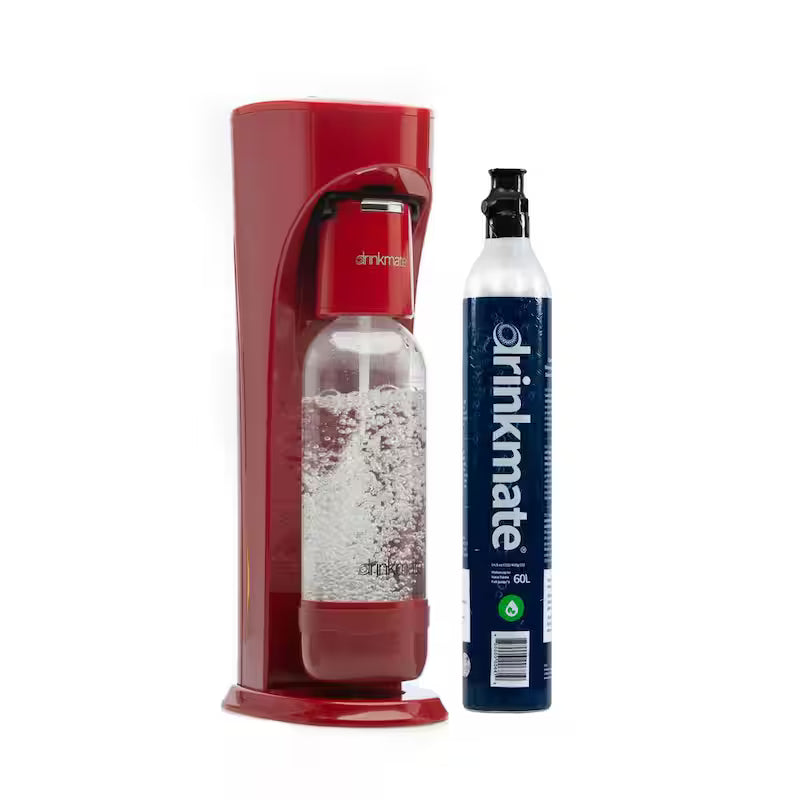 Red Sparkling Water and Soda Maker Machine with 60L CO2 Cartridge and 1L Bottle L82205