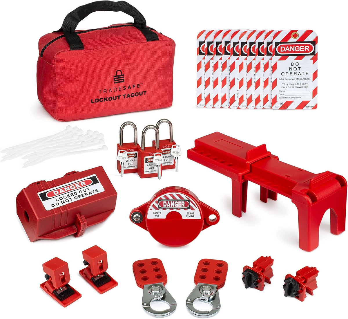 Lockout Tagout Kit with Red Padlocks, Hasps, Safety Lock Out Tags, Pack of 2 J162351