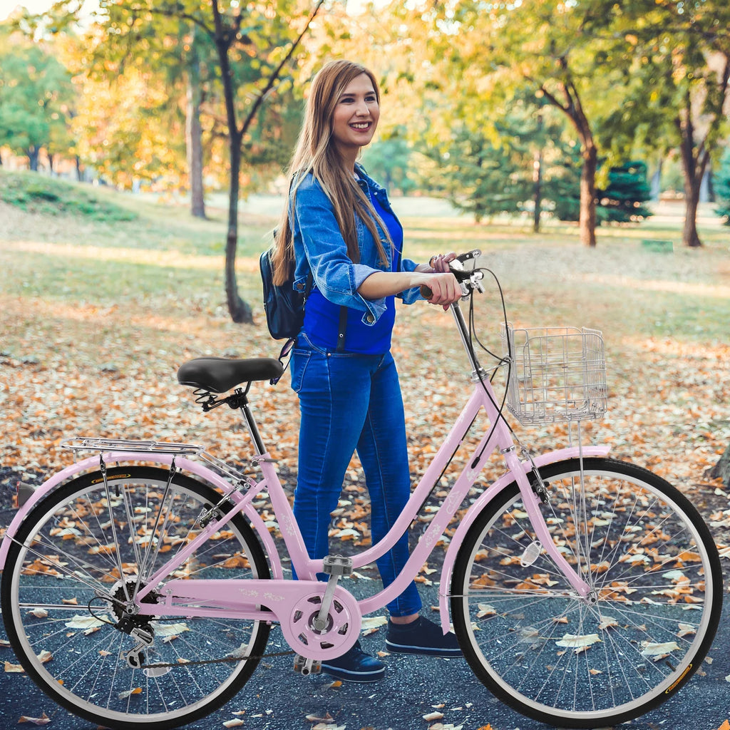 Pink 26in 7 Speed City Bike T900