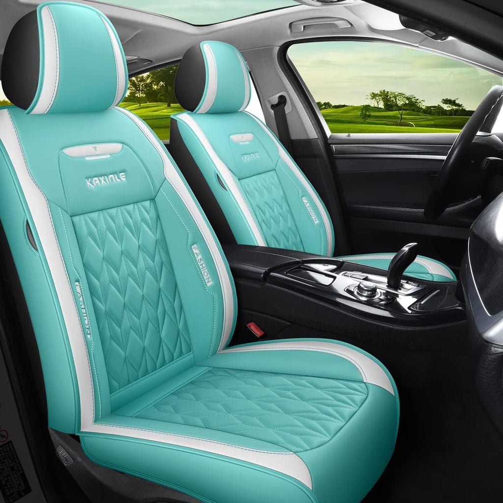 Blue Faux Leather Car Seat Covers 5 Seats Full Set R61306