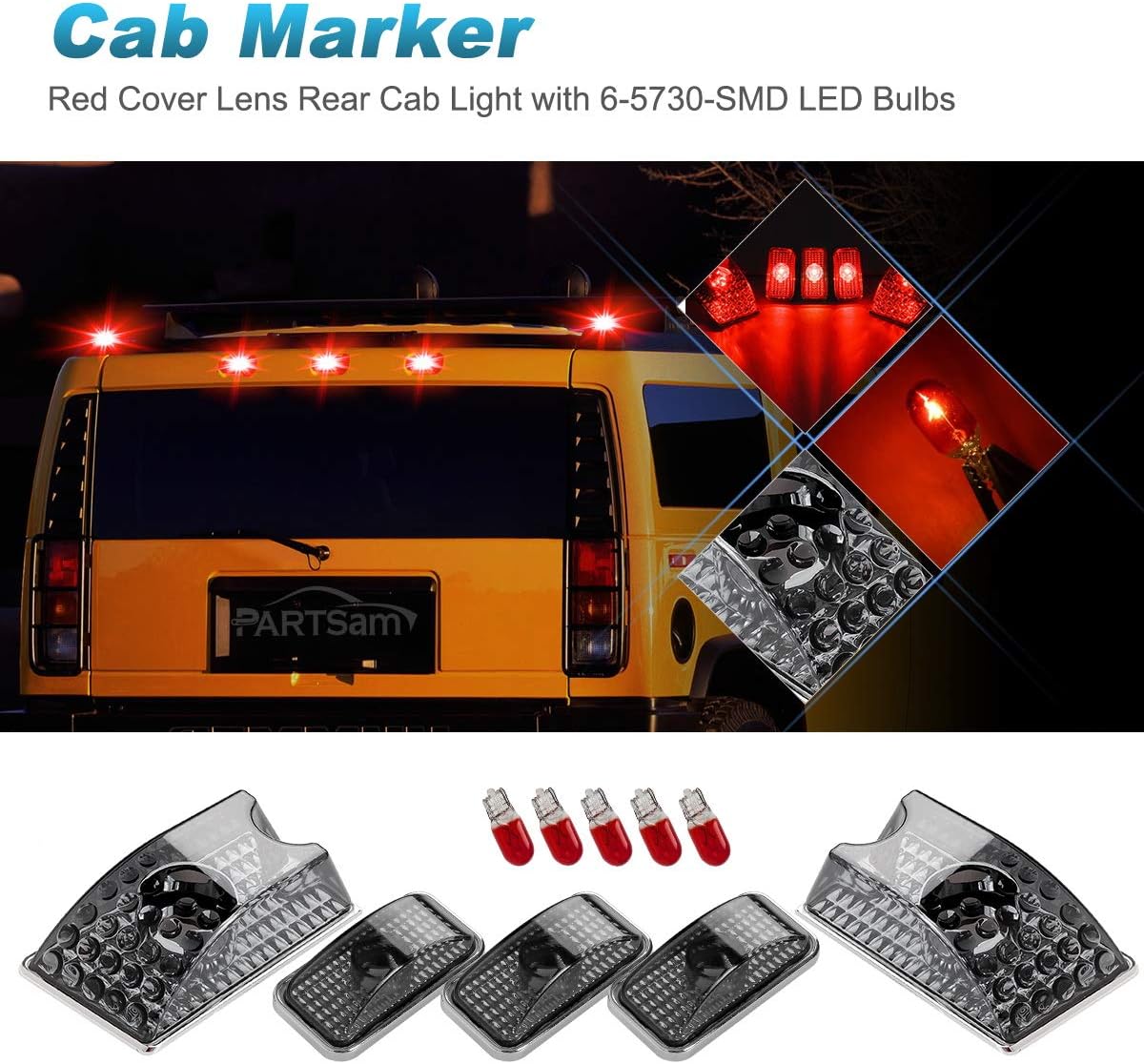 Smoked Housing Cab Roof Lights with T10 Halogen Bulbs N2141