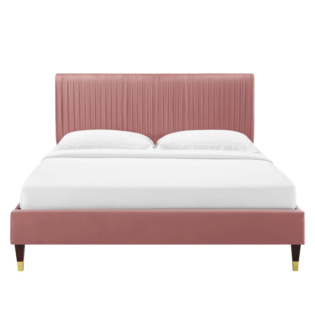 Full Size Velvet Platform Bed Frame K47447