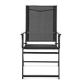 Black Steel and Sling Folding Outdoor Armchair Set of 2 H37355
