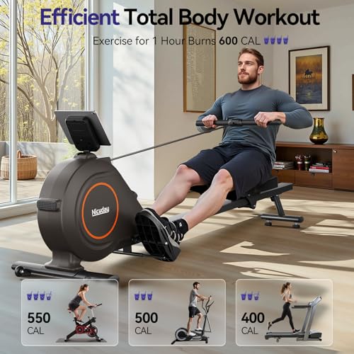 Quiet Magnetic Rowing Machine 350lb Capacity 16 Levels Adjustable Resistance Foldable J741