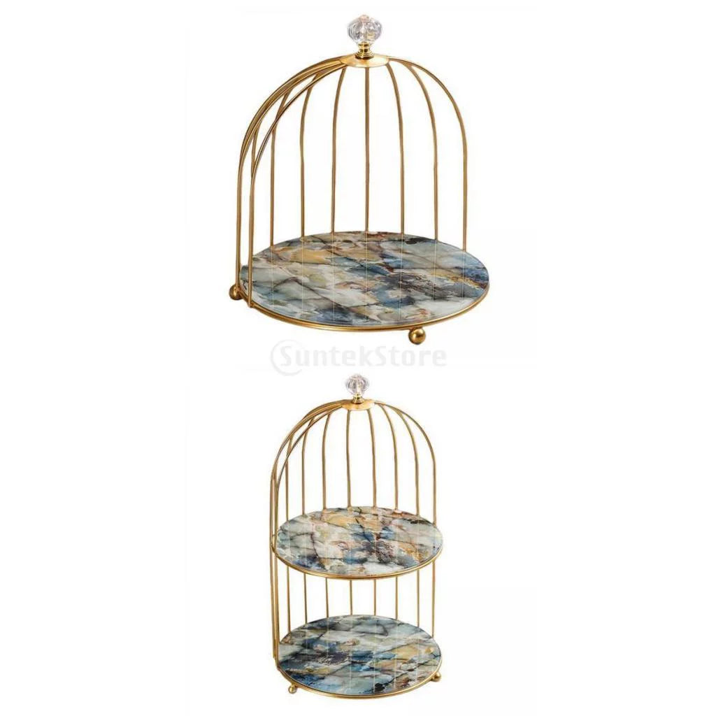 2Pcs Iron Bird Cage Perfume Makeup Holder Organizer Rack Z326