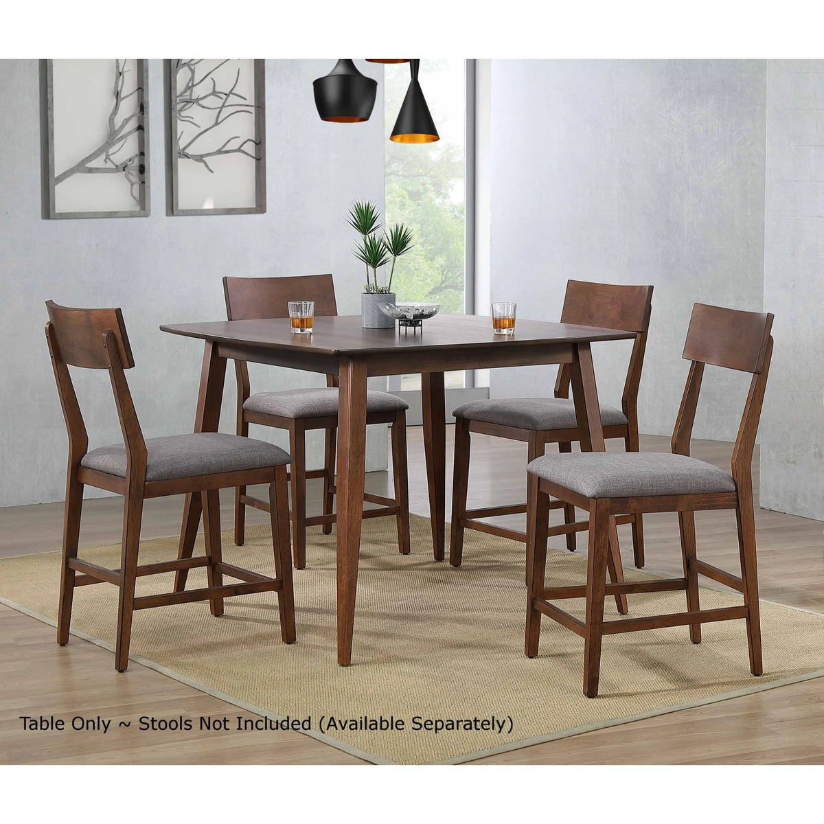 Mid Century 48 in. Square Walnut Wood Dining Table Y1534
