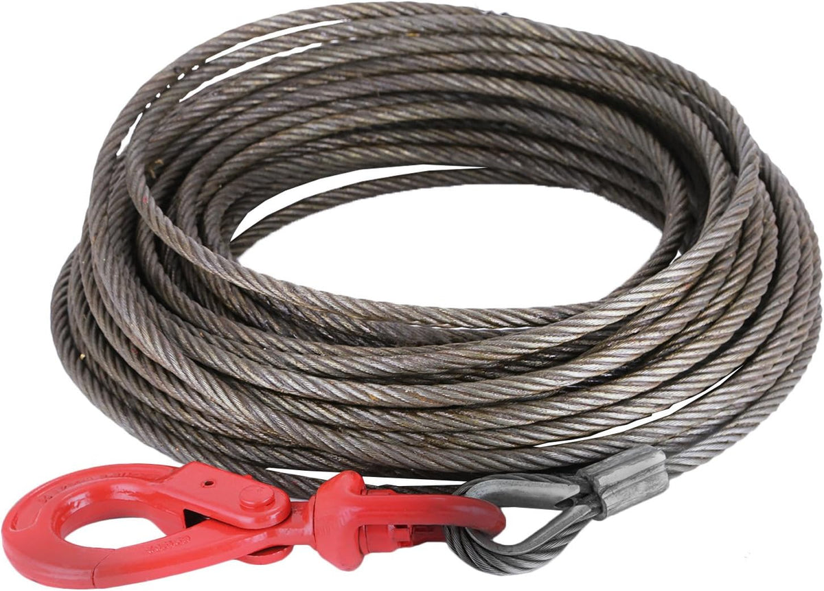 Winch Cable 8/17Inch x 100Ft Replacement Wire Rope 4400LBS Fiber Core Swivel Hook Pack of 2 J62014