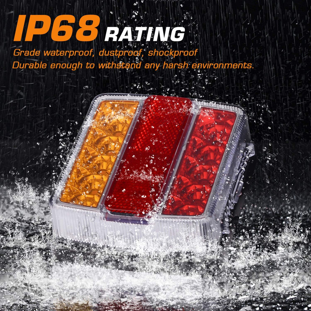 Magnetic LED Trailer Towing Light Kit, 24ft Cable with 7 pin plug, IP68 Waterproof V76867