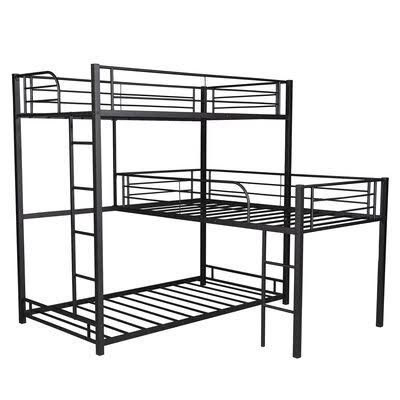 L-Shaped Metal Triple Twin Size Bunk Bed W33626