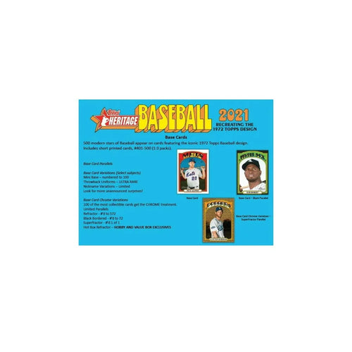 2021 Heritage Baseball Trading Card Box T962